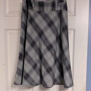 East 5th Black and Gray Plaid A-Line Skirt